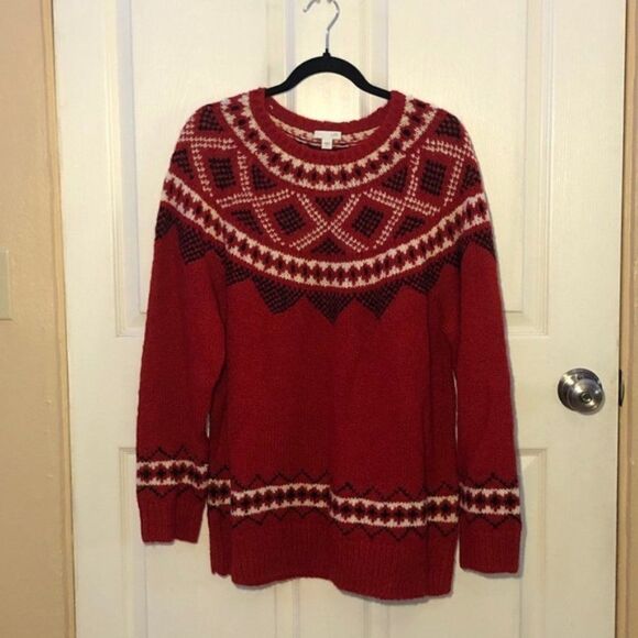 J Jill Red Sweater Fair Isle New W Tags Size XL Y - Picture 13 of 13